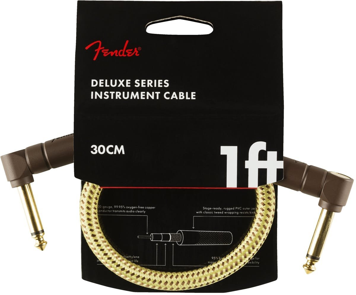 Fender Deluxe Series Instrument Cable Angle/Angle 1' in Tweed Fender Deluxe Series Instrument Cable Angle/Angle 1' in Tweed