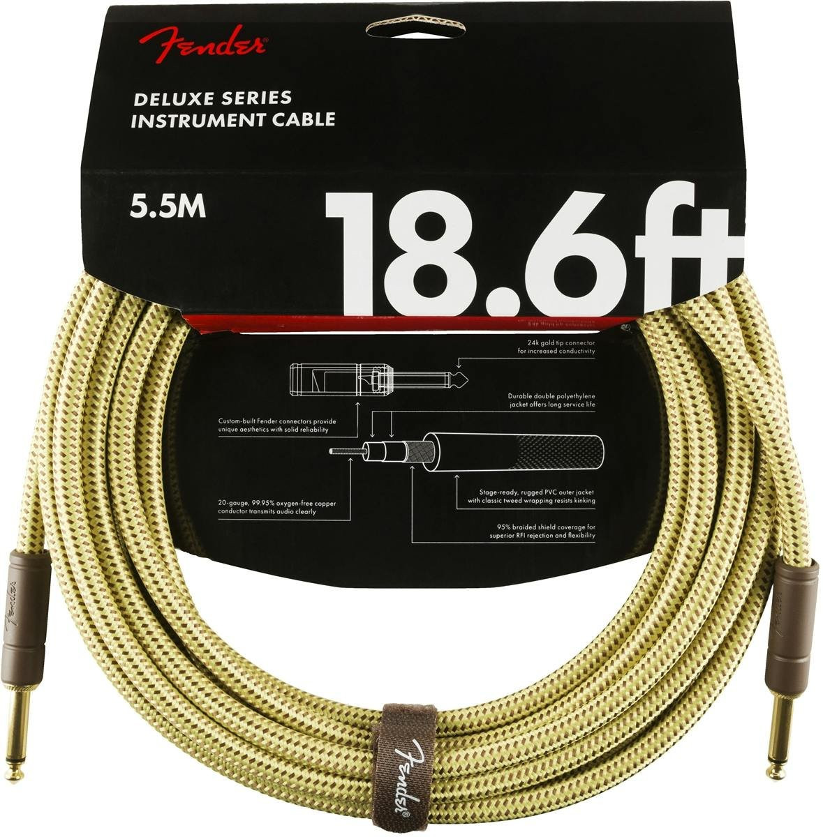 Fender Deluxe Series Instrument Cable Straight/Straight 18.6' in Tweed Fender Deluxe Series Instrument Cable Straight/Straight 18.6' in Tweed