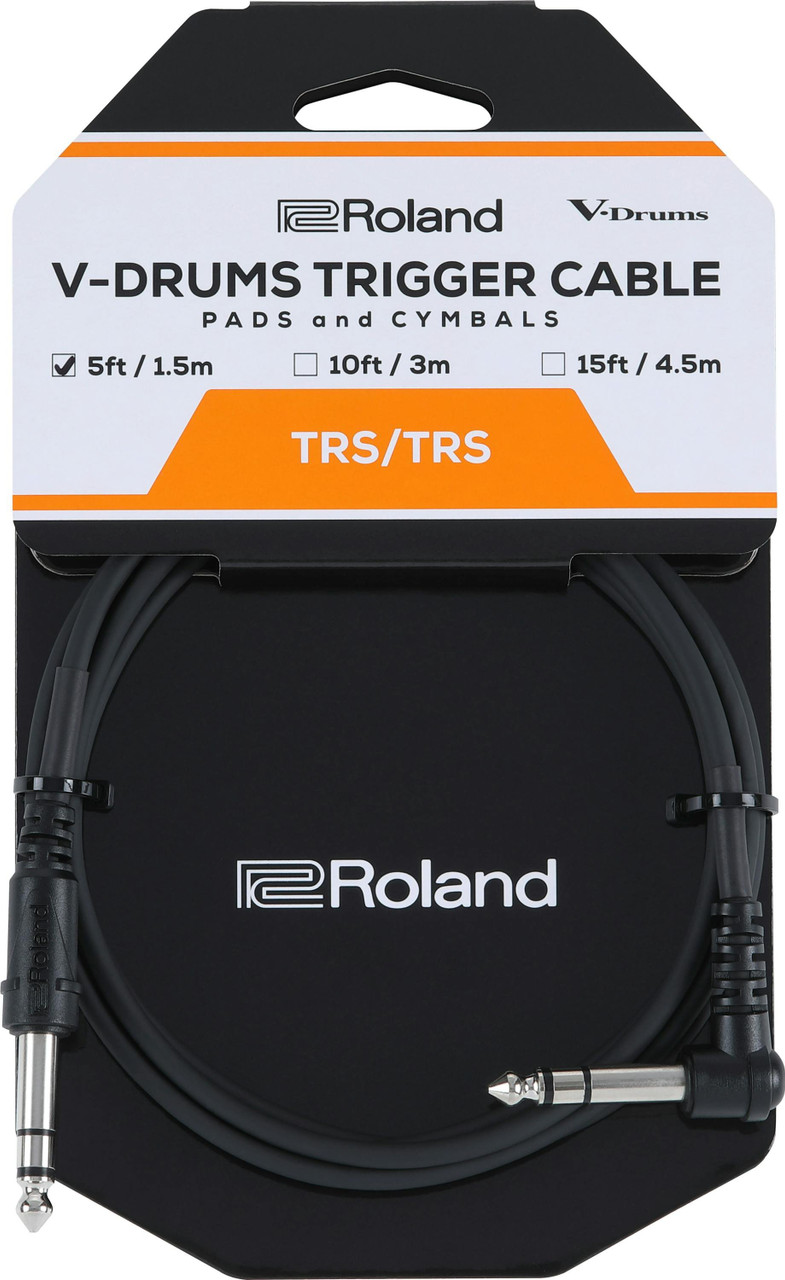 Roland Percussion Trigger Cable with straight & Angled TRS 1/4" Jack Connectors 5 Foot / 1.5M Roland Percussion Trigger Cable with straight & Angled TRS 1/4" Jack Connectors 5 Foot / 1.5M