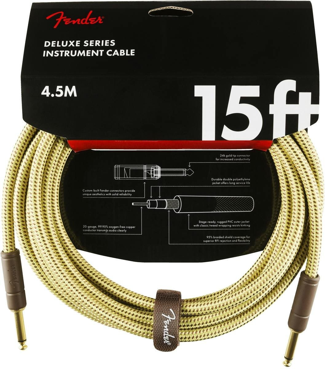 Fender Deluxe Series Instrument Cable Straight/Straight 15' in Tweed Fender Deluxe Series Instrument Cable Straight/Straight 15' in Tweed
