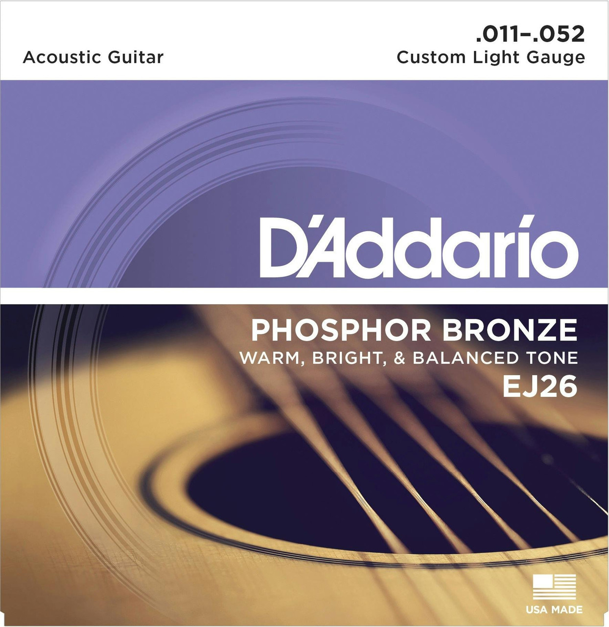 D'Addario EJ26 Phosphor Bronze 11-52 Custom Light Set D'Addario EJ26 Phosphor Bronze 11-52 Custom Light Set