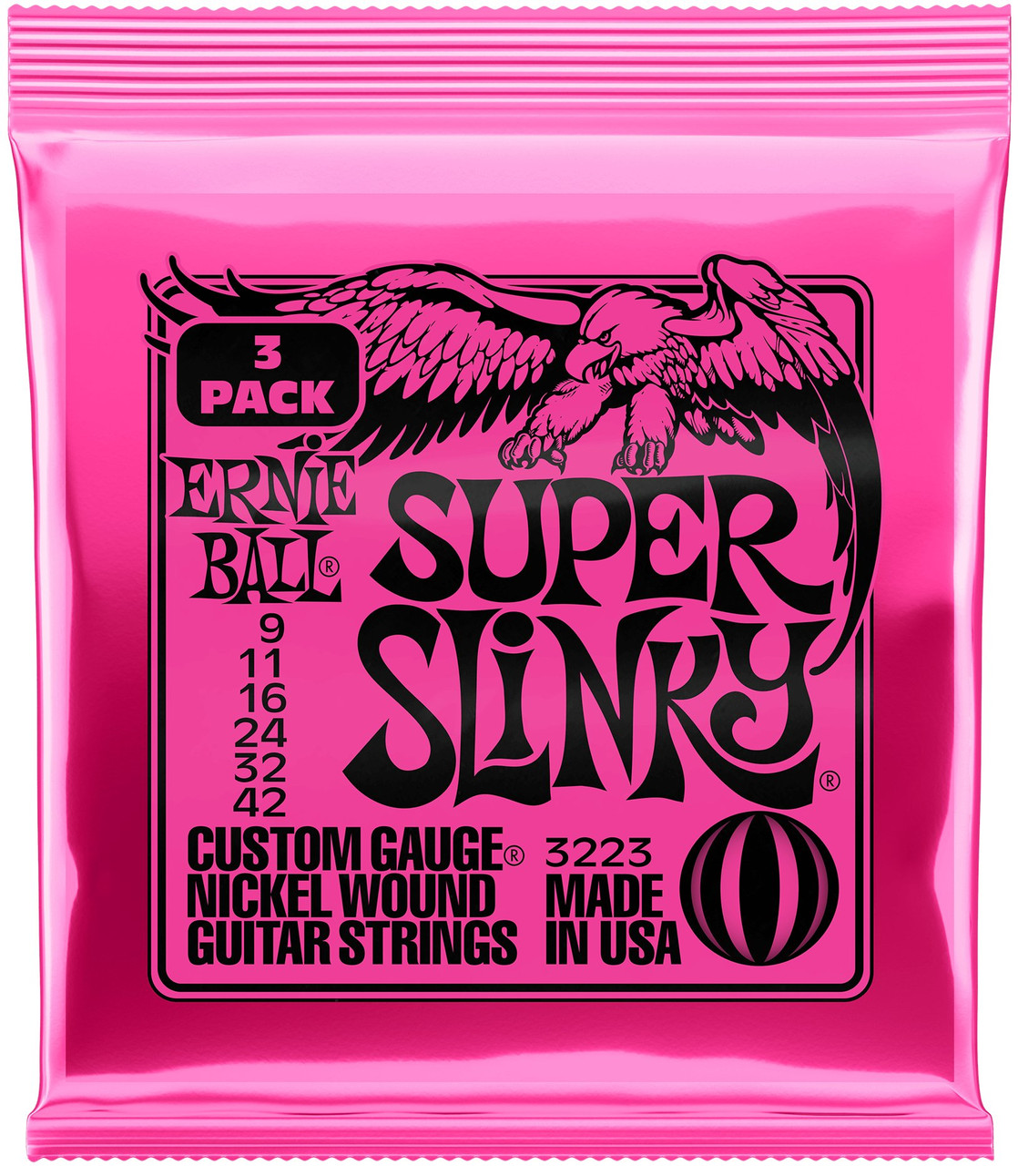 Ernie Ball Super Slinky Guitar Strings Pack of 3 Ernie Ball Super Slinky Guitar Strings Pack of 3