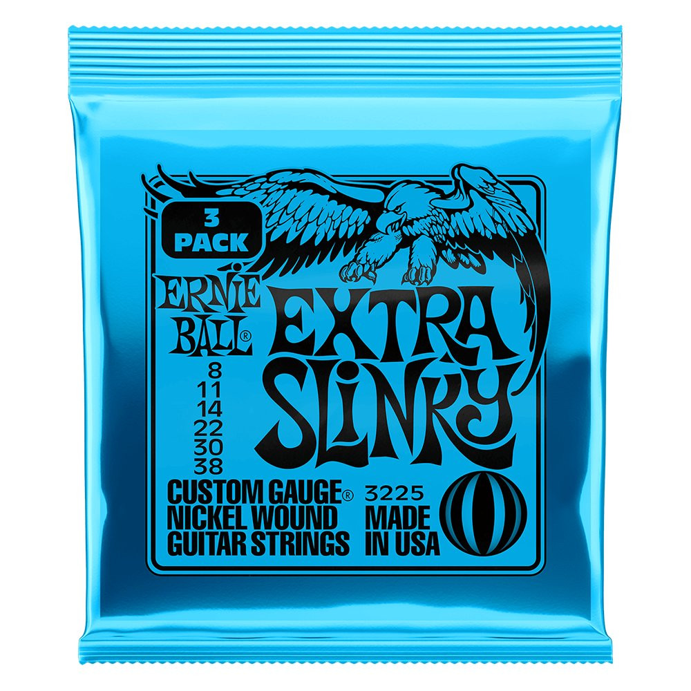 Ernie Ball Extra Slinky 8-38 Electric Guitar Strings - 3 Pack Ernie Ball Extra Slinky 8-38 Electric Guitar Strings - 3 Pack