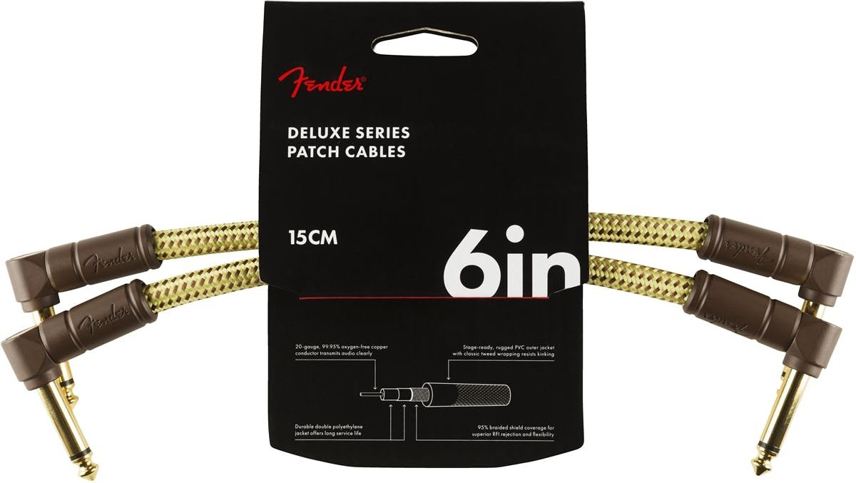 Fender Deluxe Series Instrument Cables (2-Pack) Angle/Angle 6' in Tweed Fender Deluxe Series Instrument Cables (2-Pack) Angle/Angle 6' in Tweed