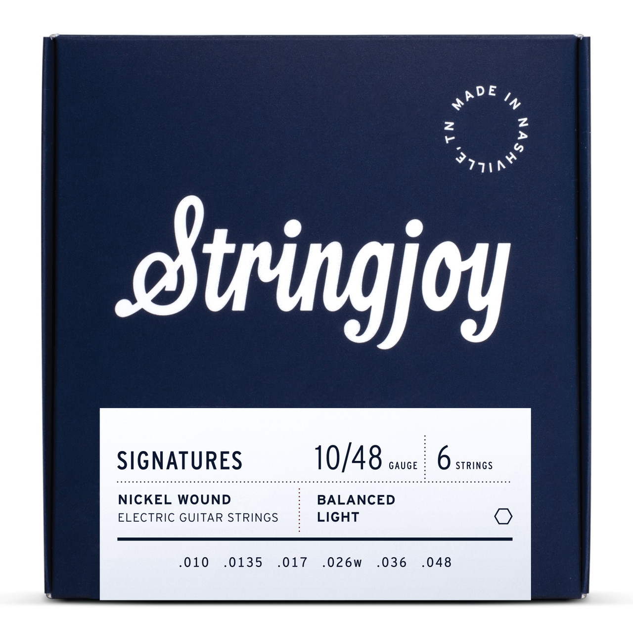 Stringjoy Nickel Alloy Hex Core 10-48 Balanced Light Electric Strings