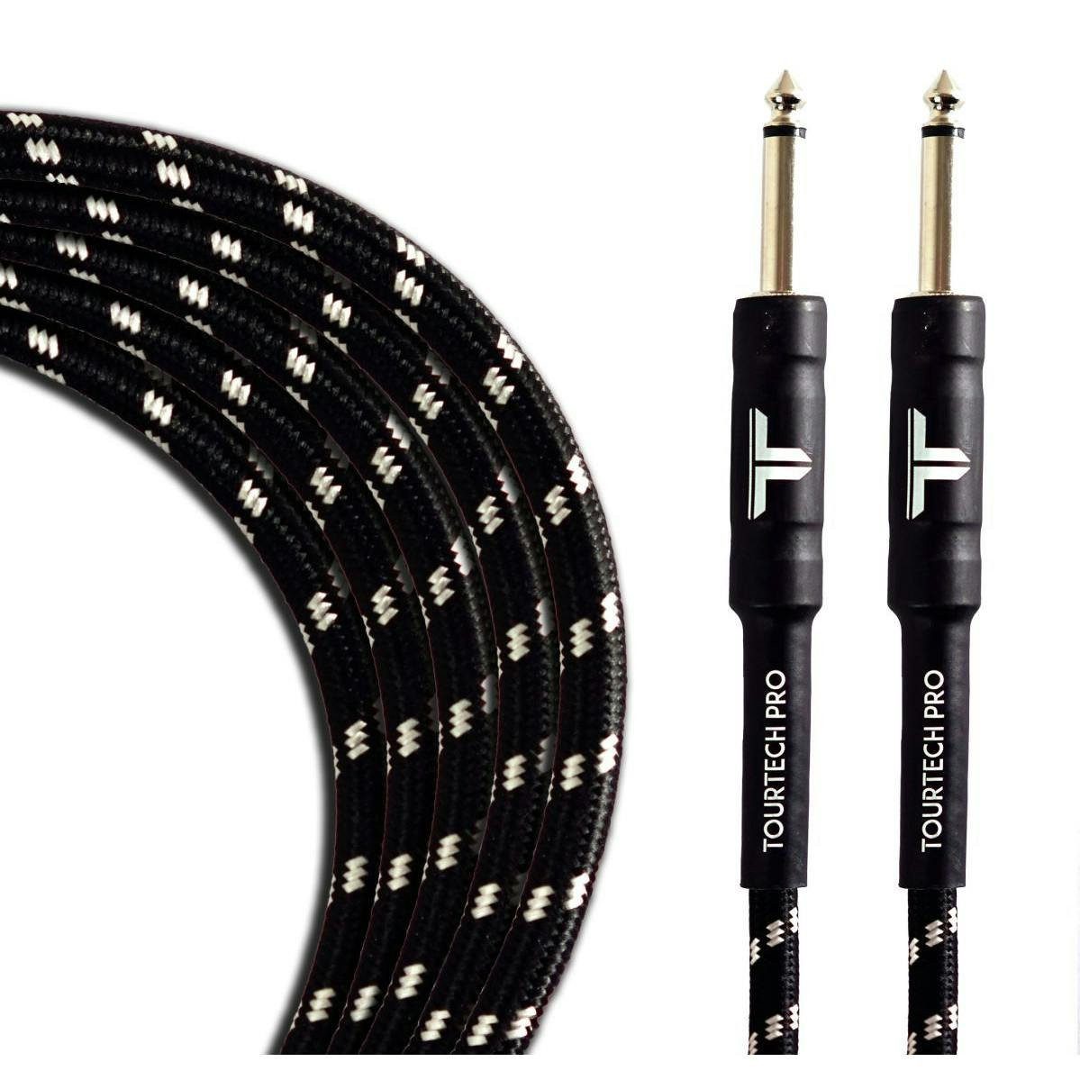 Tourtech 6m/20ft Braided Black & Grey Straight to Straight Guitar Cable Tourtech 6m/20ft Braided Black & Grey Straight to Straight Guitar Cable