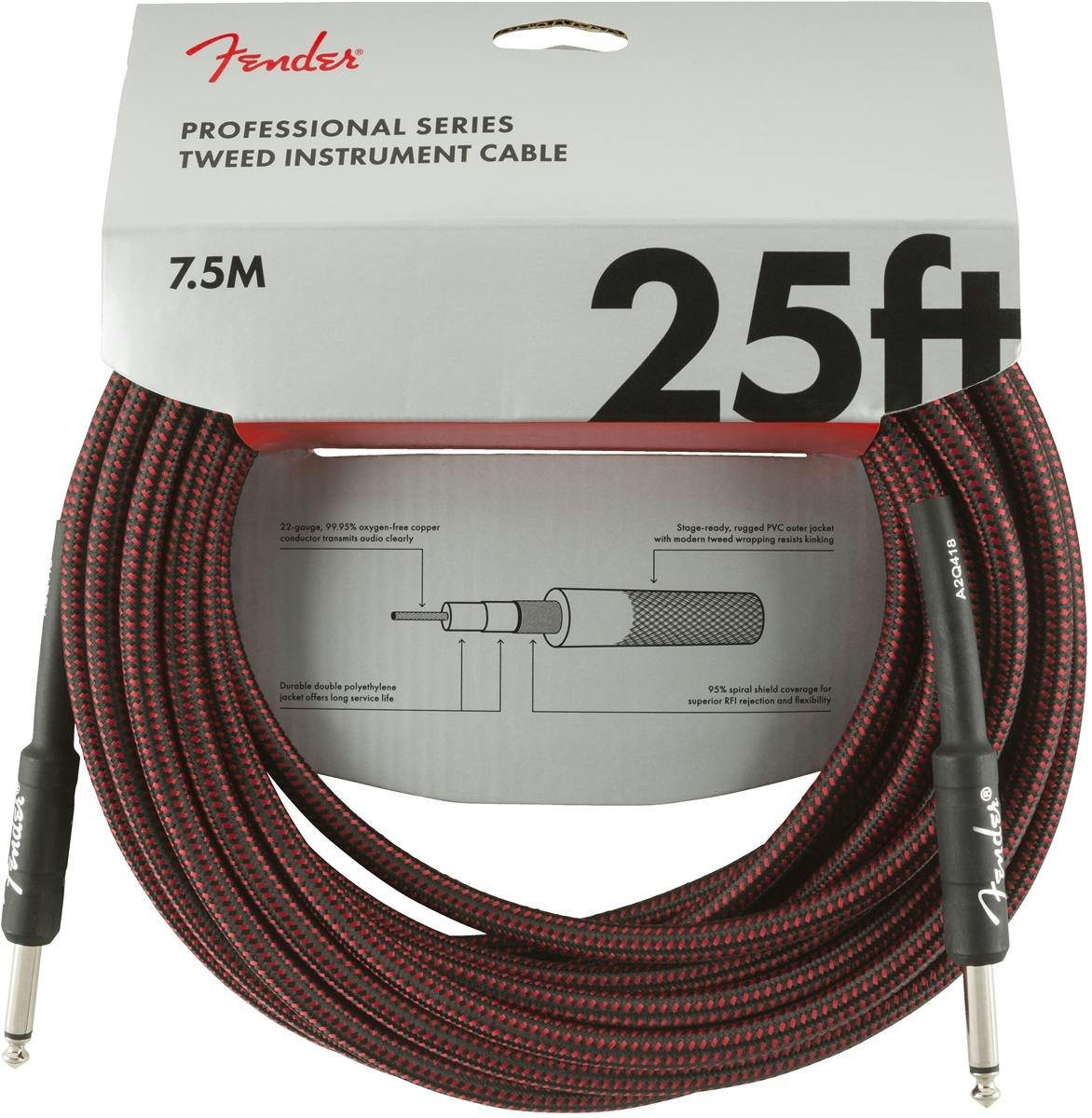 Fender Professional Series Instrument Cable 25' in Red Tweed Fender Professional Series Instrument Cable 25' in Red Tweed