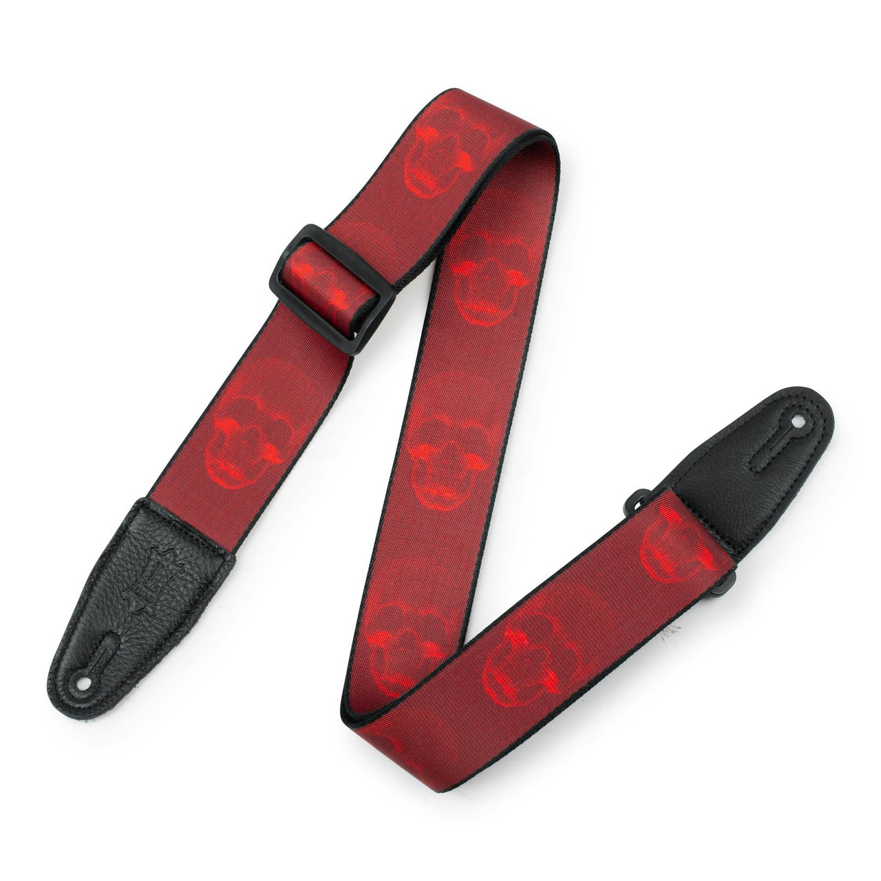 Levy Prints Polyester Guitar Strap in Dark Red & Red Skull Levy Prints Polyester Guitar Strap in Dark Red & Red Skull