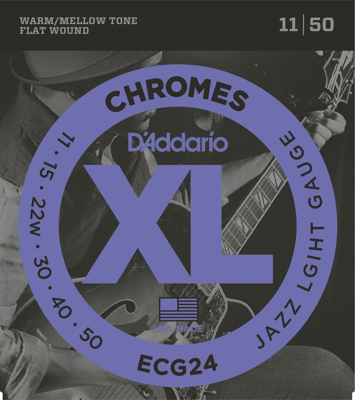 D'Addario ECG24 XL Chromes Flatwound 11-50 Jazz Light Electric Guitar Strings D'Addario ECG24 XL Chromes Flatwound 11-50 Jazz Light Electric Guitar Strings