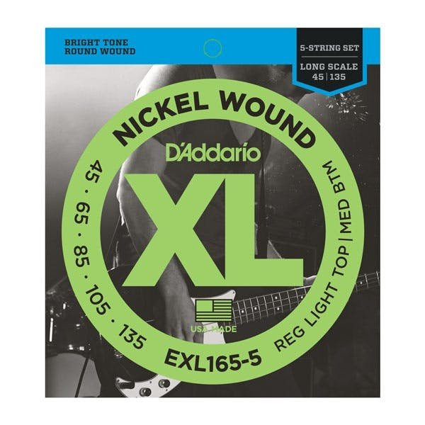 D'Addario EXL165-5 5-String Nickel Wound 45-135 Bass Strings D'Addario EXL165-5 5-String Nickel Wound 45-135 Bass Strings