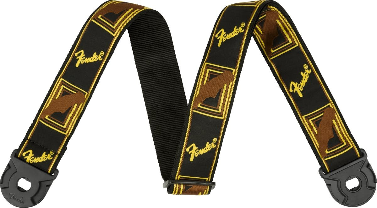 Fender Quickgrip Locking End Strap in Black/YellowithBrown Fender Quickgrip Locking End Strap in Black/YellowithBrown