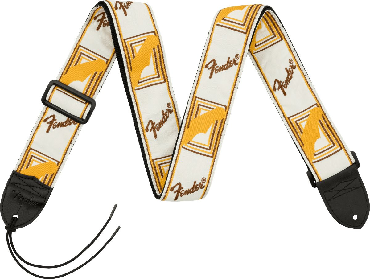 Fender 2” Monogrammed Guitar Strap in White, Brown and Yellow Fender 2” Monogrammed Guitar Strap in White, Brown and Yellow