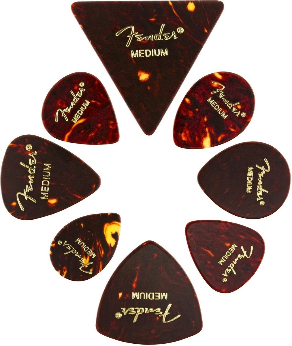 Fender All Shapes Celluloid 8 Pick Medley Tortoise Shell Medium Fender All Shapes Celluloid 8 Pick Medley Tortoise Shell Medium