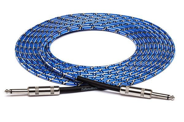 Hosa Cloth Guitar Cable,  Straight to Same, 18 ft / 5.5M, Blue/White/Black