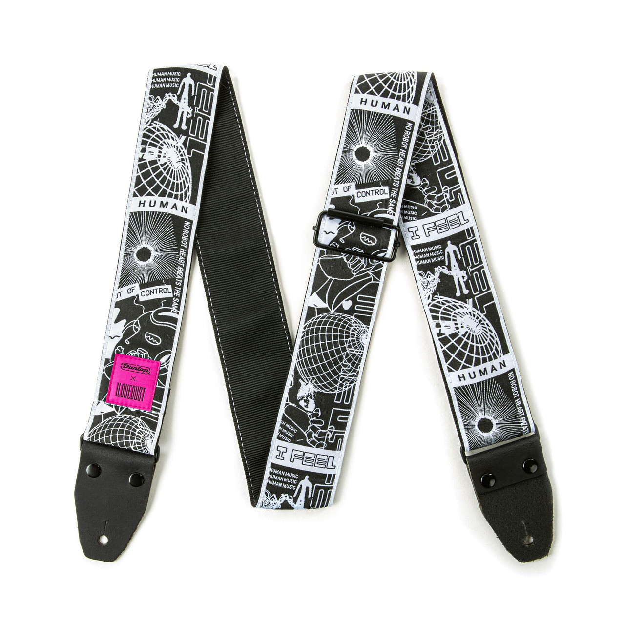 Dunlop Strap I Love Dust Robot Heart Guitar Strap