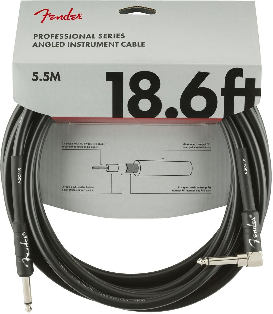 Fender Professional Series Instrument Cable Straight/Angle 18.6' in Black Fender Professional Series Instrument Cable Straight/Angle 18.6' in Black