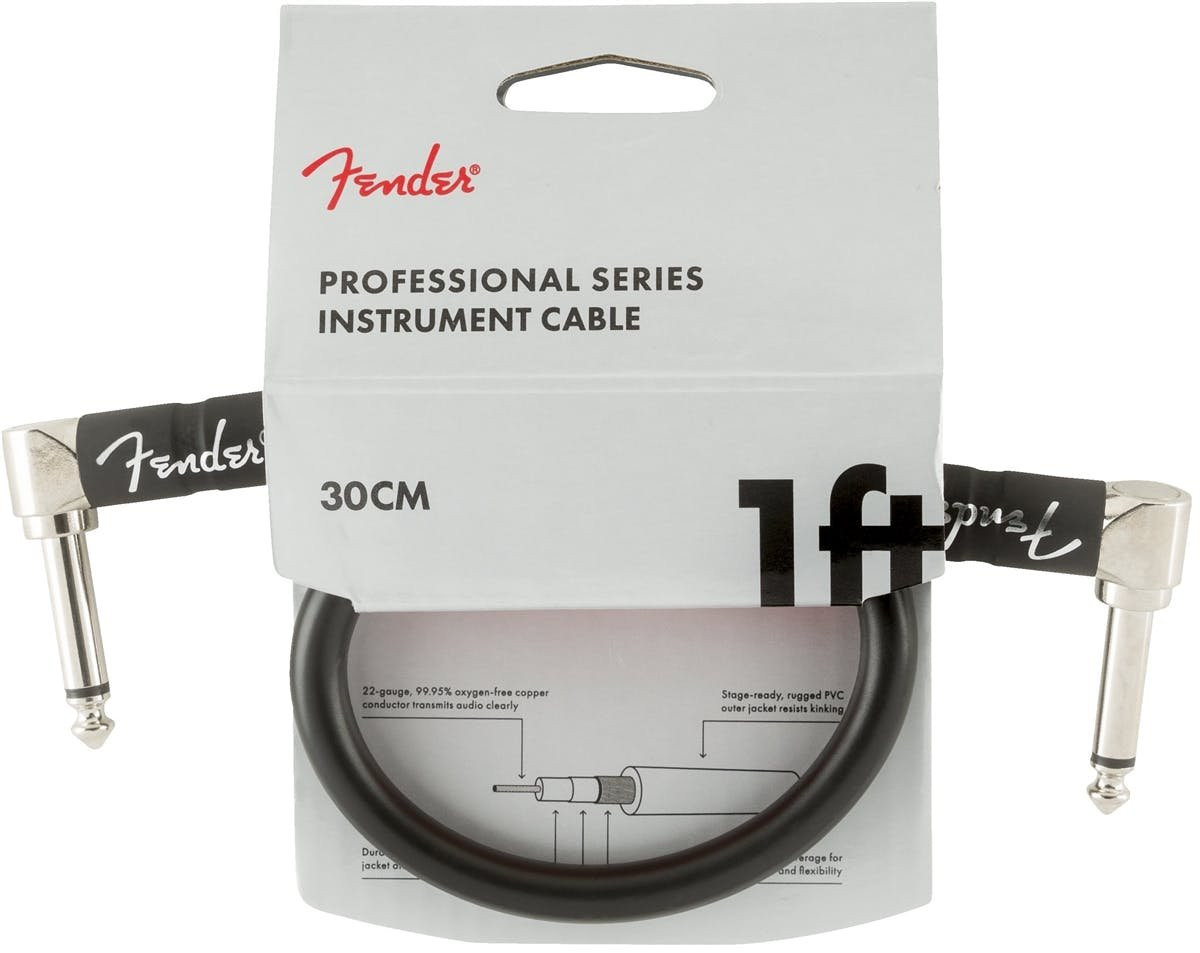 Fender Professional Series Instrument Cable Angle/Angle 1' in Black Fender Professional Series Instrument Cable Angle/Angle 1' in Black