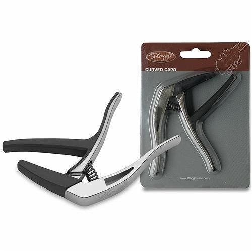 Stagg Curved Trigger Capo for Acoustic/Electric Guitar in Chrome Stagg Curved Trigger Capo for Acoustic/Electric Guitar in Chrome