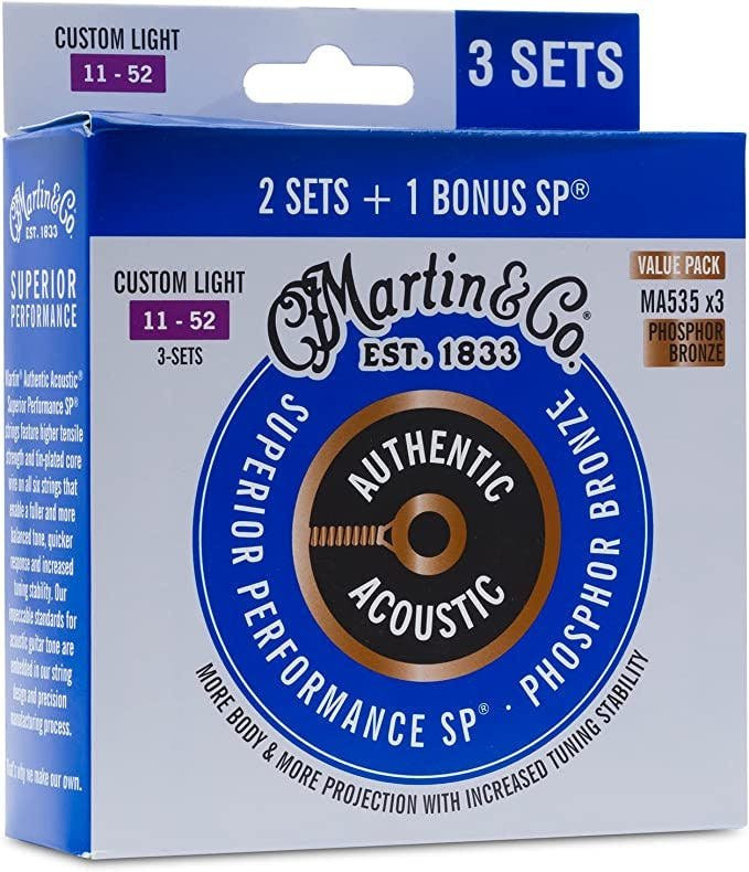 Martin Strings - SP Flexible Core - Phosphor Bronze 3 Pack Custom Light 11-52