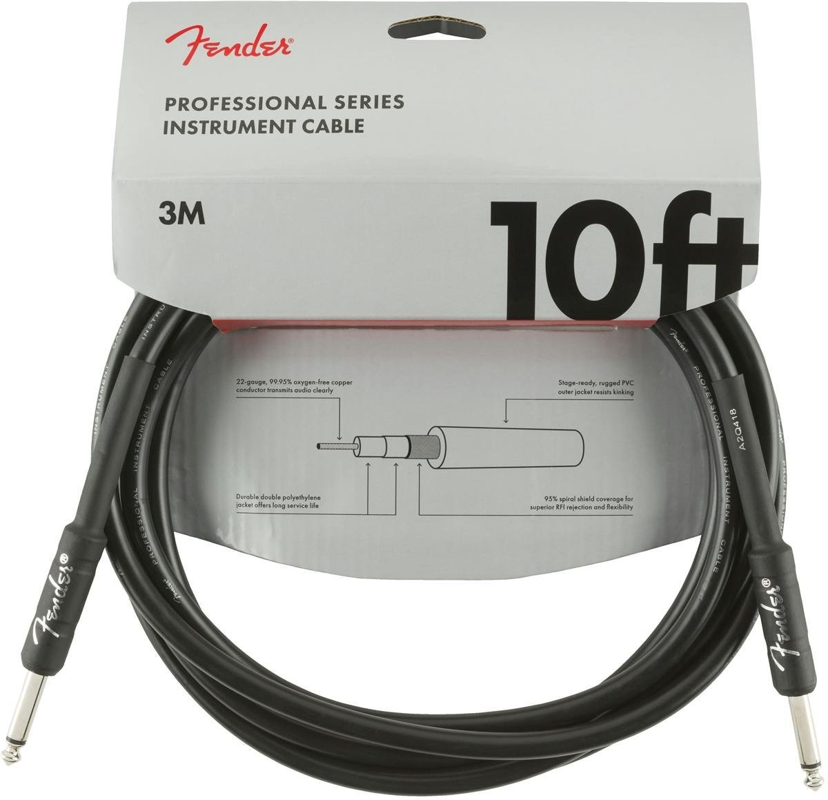 Fender Professional Series Instrument Cable Straight/Straight 10' in Black Fender Professional Series Instrument Cable Straight/Straight 10' in Black