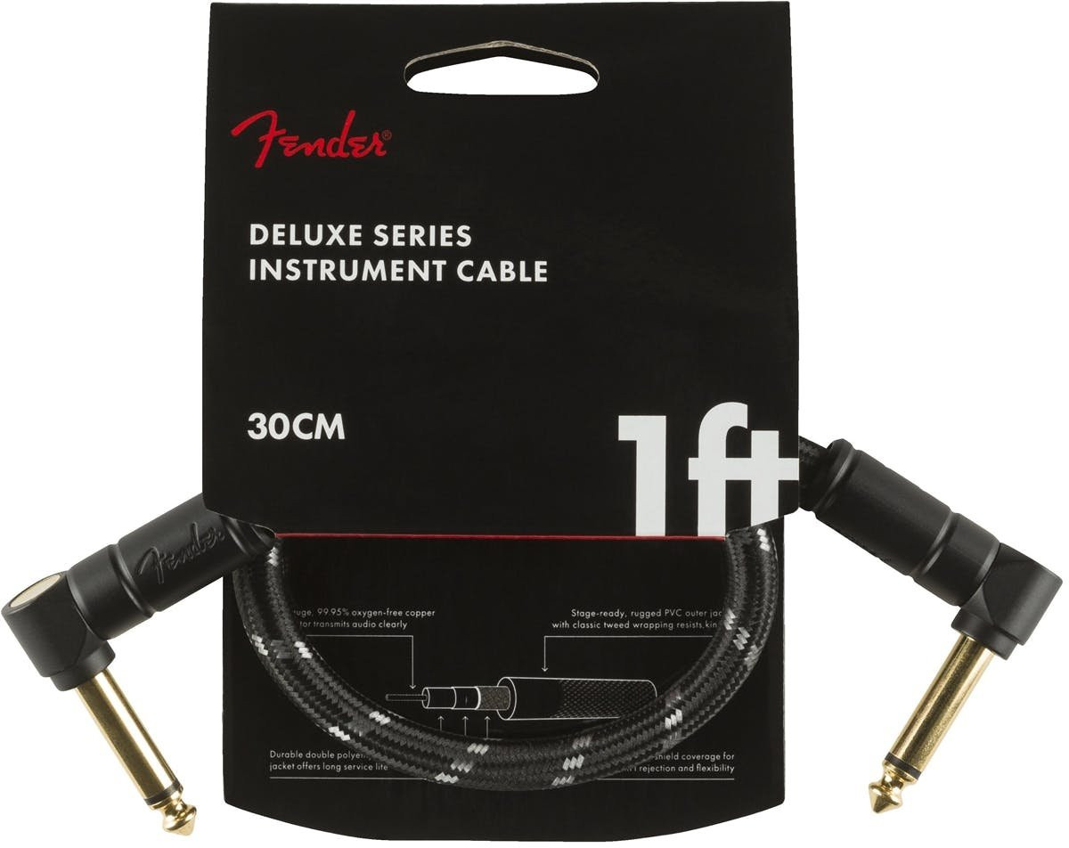 Fender Deluxe Series Instrument Cable Angle/Angle 1' in Black Tweed Fender Deluxe Series Instrument Cable Angle/Angle 1' in Black Tweed