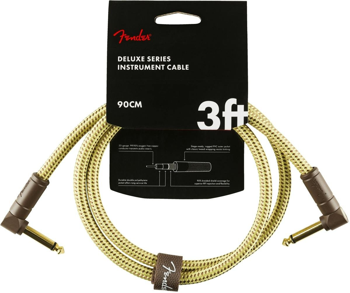 Fender Deluxe Series Instrument Cable Angle/Angle 3' in Tweed Fender Deluxe Series Instrument Cable Angle/Angle 3' in Tweed