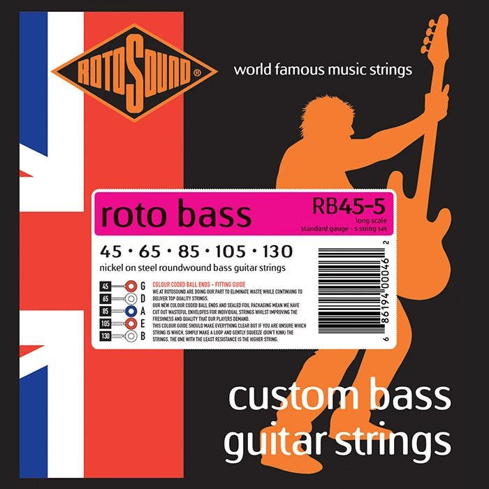 Rotosound RB45-5 Nickel 5 String Bass Strings - 45, 65, 85, 105, 130 Rotosound RB45-5 Nickel 5 String Bass Strings - 45, 65, 85, 105, 130