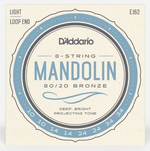 D'Addario EJ62 80/20 Bronze Mandolin Strings Light 10-34 D'Addario EJ62 80/20 Bronze Mandolin Strings Light 10-34