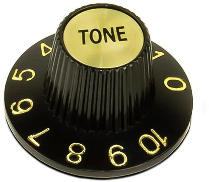Boston Guitar Parts Witch Hat Knob with Gold cap black tone Boston Guitar Parts Witch Hat Knob with Gold cap black tone