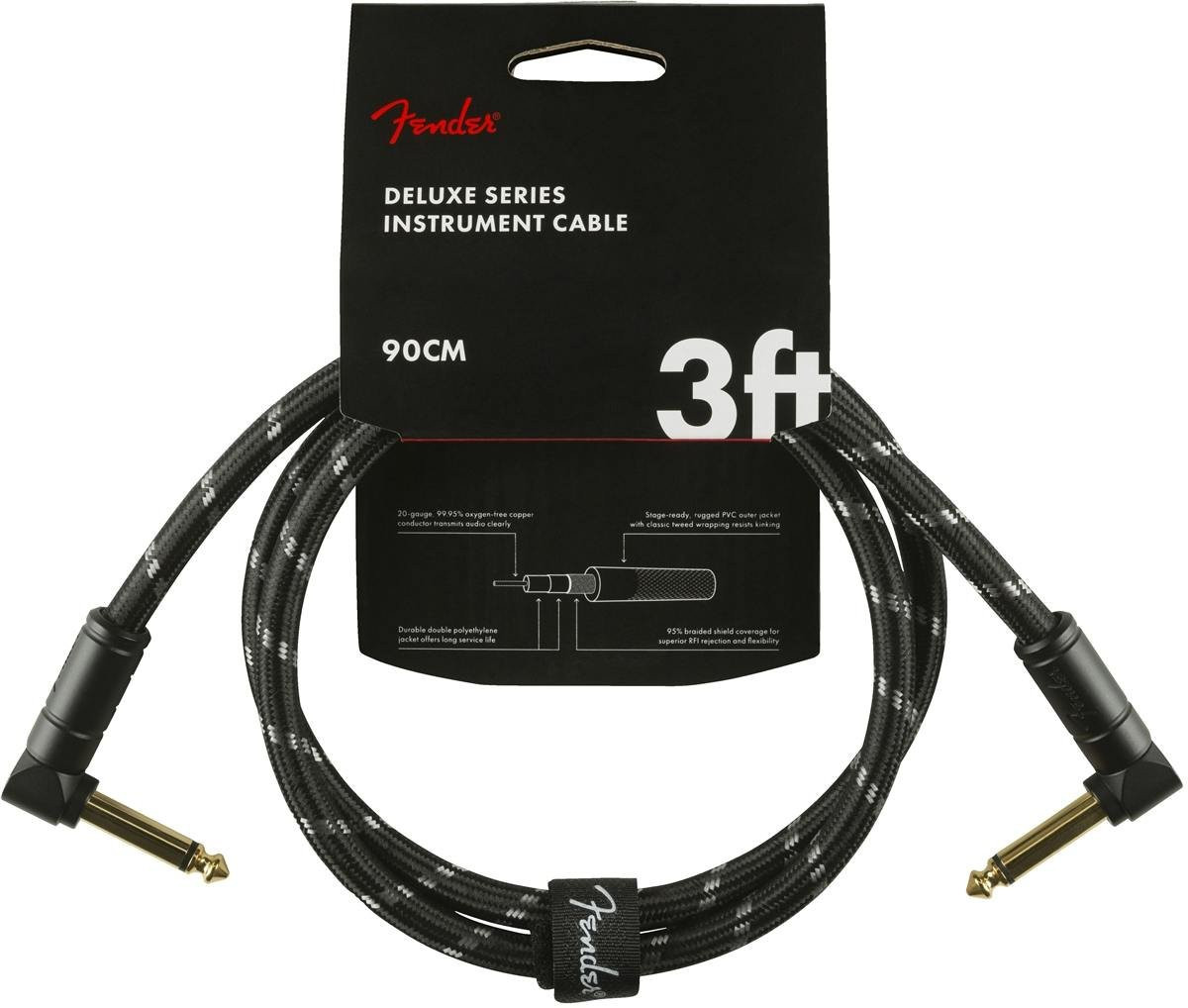 Fender Deluxe Series Instrument Cable Angle/Angle 3' in Black Tweed Fender Deluxe Series Instrument Cable Angle/Angle 3' in Black Tweed