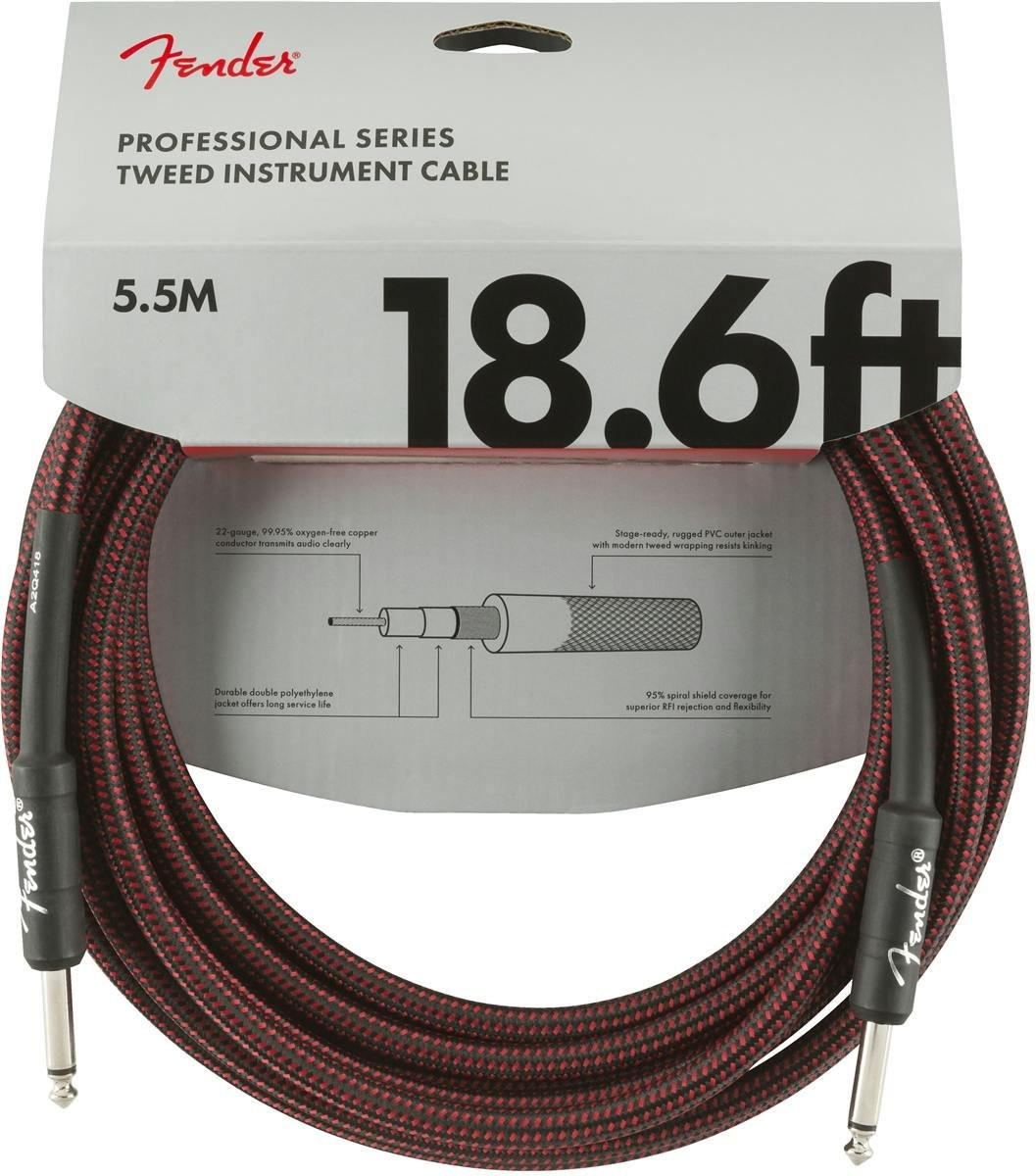 Fender Professional Series Instrument Cable 18.6' in Red Tweed