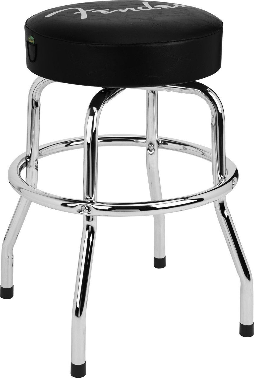 Fender Spaghetti Logo Pick Pouch 24" Barstool in Black Chrome Fender Spaghetti Logo Pick Pouch 24" Barstool in Black Chrome
