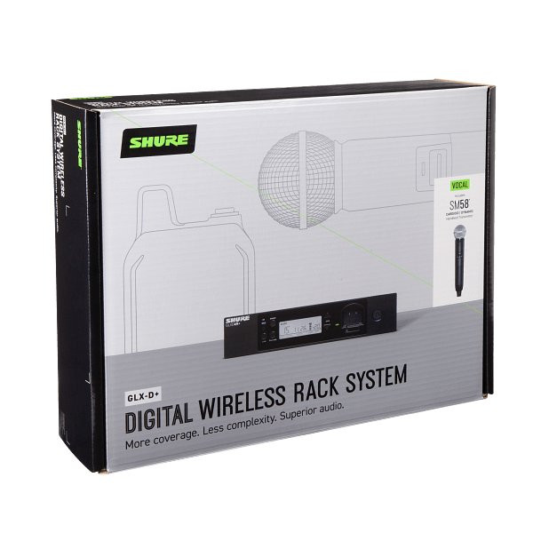 Shure GLXD24RPLUSUKSM58 Dual Band Wireless System with SM58 and Half Rack Receiver Shure GLXD24RPLUSUKSM58 Dual Band Wireless System with SM58 and Half Rack Receiver