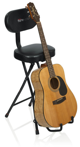 Gibson Premium Playing Stool in Black with White Logo - Andertons