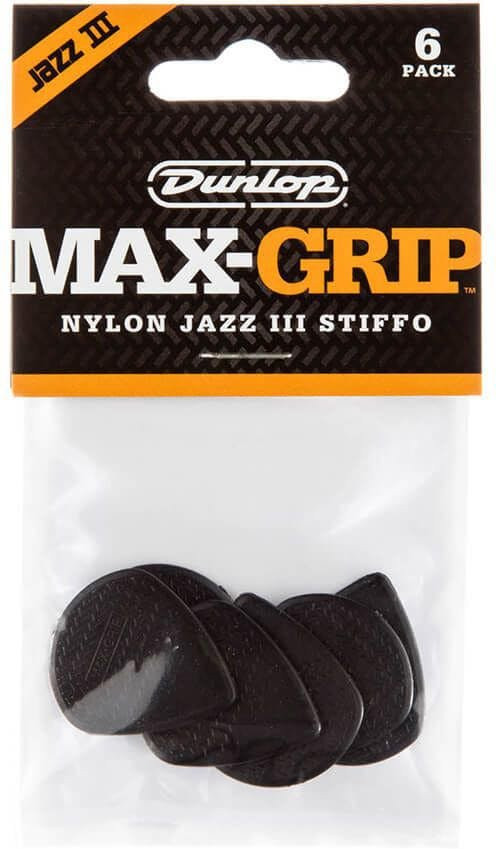 Dunlop Picks - Nylon Jazz III Max Grip Black - Players Pack 6 Dunlop Picks - Nylon Jazz III Max Grip Black - Players Pack 6