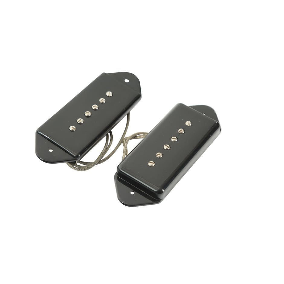 Lollar Pickups P90 Dogear Set Black - Tall Bridge, Short Neck Lollar Pickups P90 Dogear Set Black - Tall Bridge, Short Neck