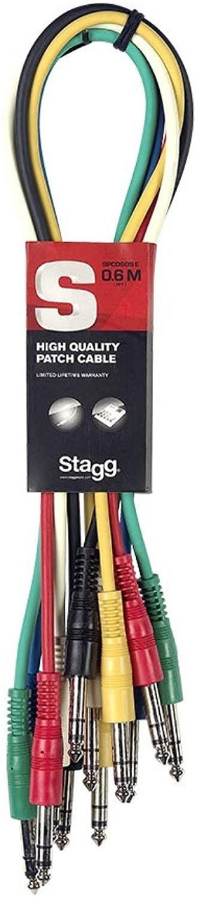 Stagg 6.3mm Stereo Jack Balanced Patch Cable Pack of 6 Stagg 6.3mm Stereo Jack Balanced Patch Cable Pack of 6