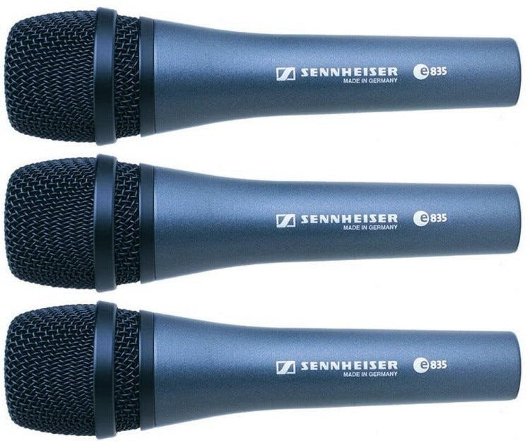 Sennheiser E835 Vocal Mic - THREE PACK Sennheiser E835 Vocal Mic - THREE PACK