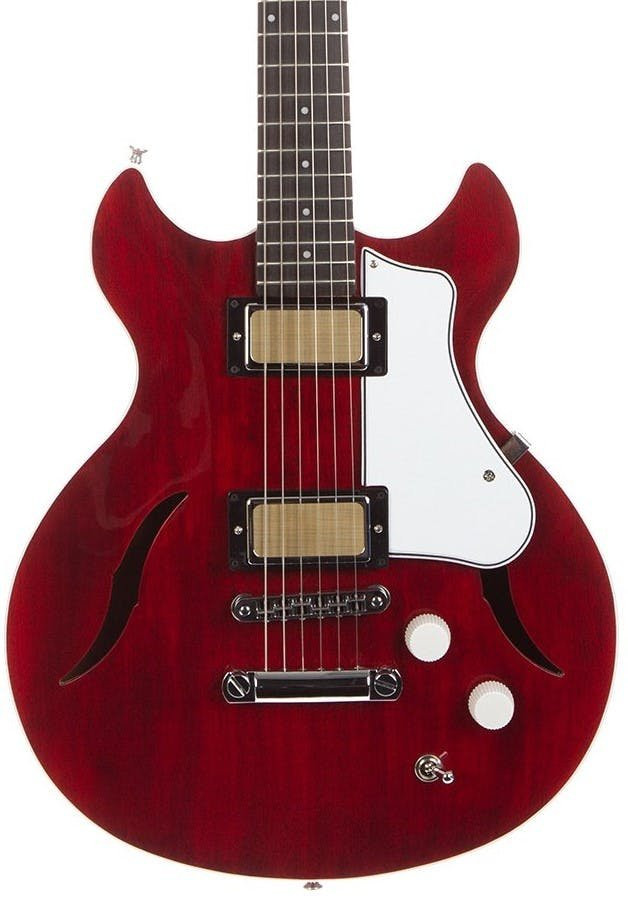 Harmony Comet Semi-Hollow Electric Guitar in Trans Red