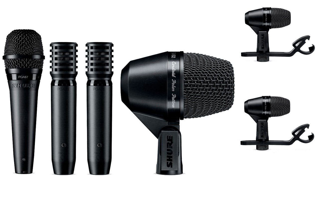 Shure Drumkit with 2 x PGA56, 1 x PGA57, 1 x PGA52, 2 x PGA81 Shure Drumkit with 2 x PGA56, 1 x PGA57, 1 x PGA52, 2 x PGA81