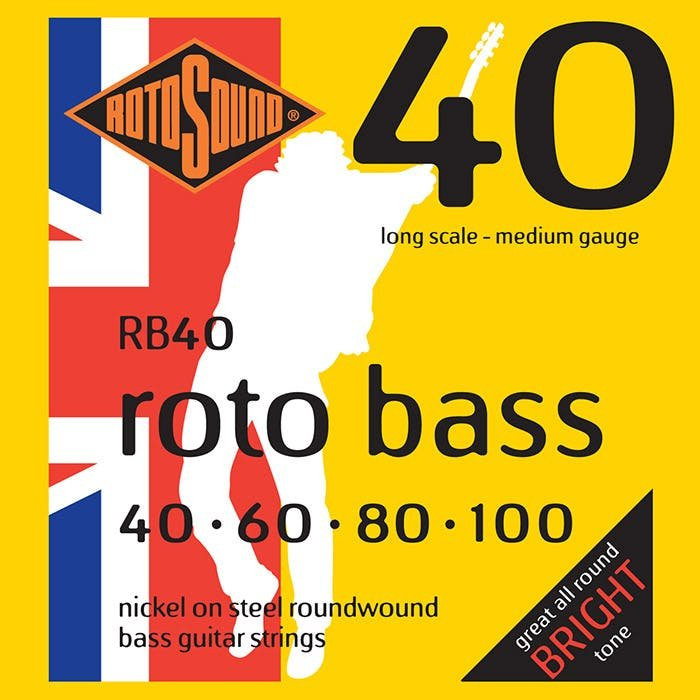Rotosound RB40 Nickel Bass Guitar Strings - 40, 60, 80, 100 Rotosound RB40 Nickel Bass Guitar Strings - 40, 60, 80, 100