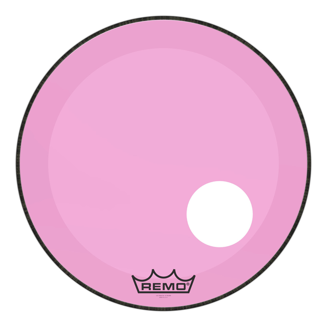 Remo Powerstroke 3 Colortone Bass Drum Head - Pink - 22" - with 5" Offset Hole Remo Powerstroke 3 Colortone Bass Drum Head - Pink - 22" - with 5" Offset Hole