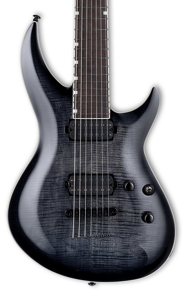 ESP LTD Deluxe H3-1007 7 String Baritone Electric Guitar in See Through Black Sunburst ESP LTD Deluxe H3-1007 7 String Baritone Electric Guitar in See Through Black Sunburst