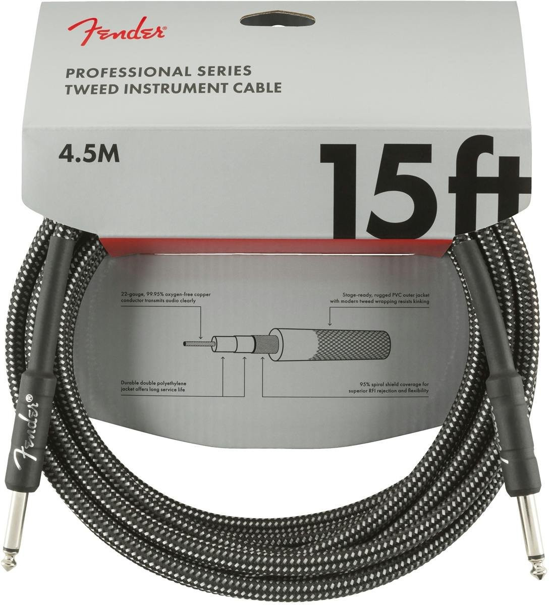 Fender Professional Series Instrument Cable 15' in Gray Tweed Fender Professional Series Instrument Cable 15' in Gray Tweed