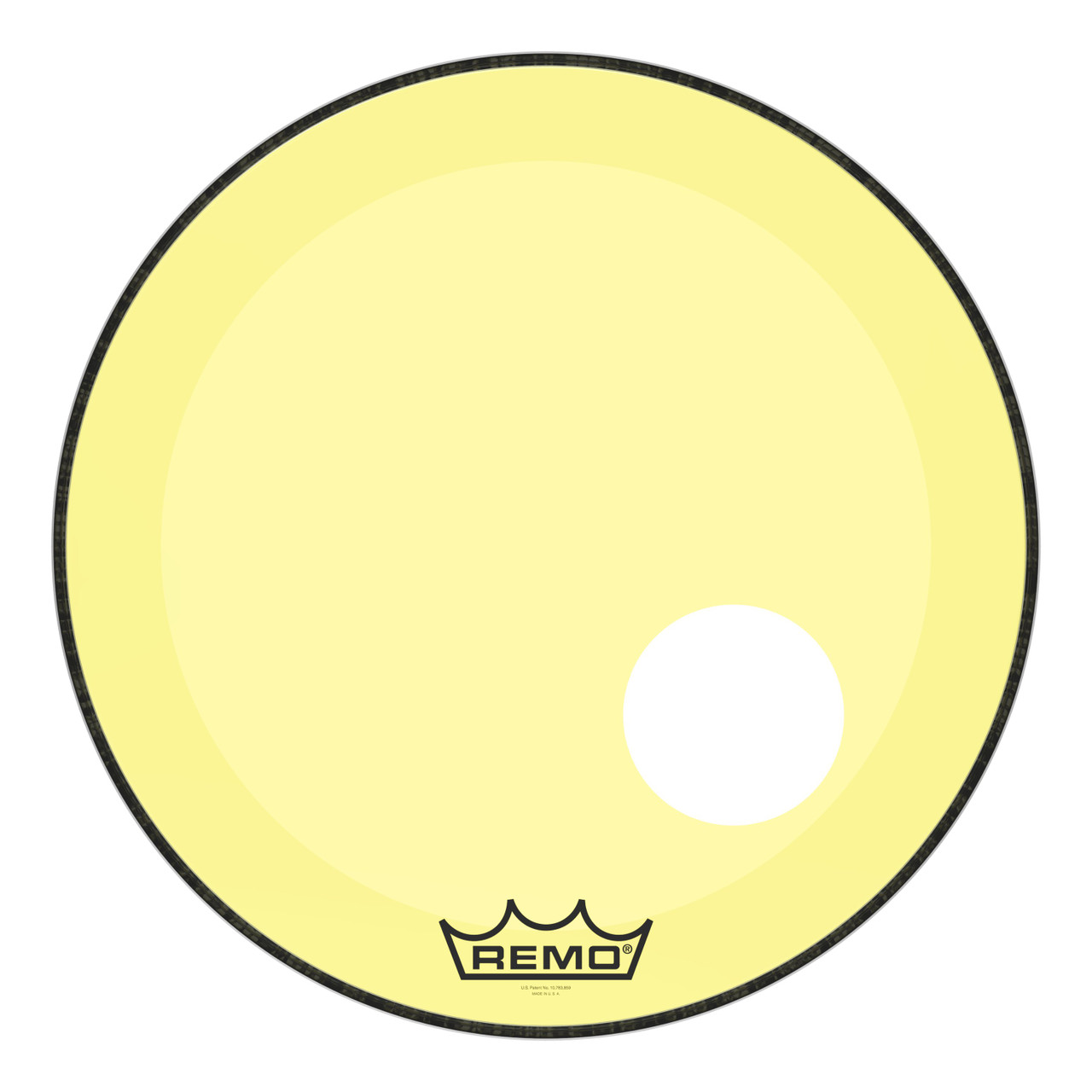 Remo Powerstroke 3 Colortone Bass Drum Head - Yellow - 22" - with 5" Offset Hole Remo Powerstroke 3 Colortone Bass Drum Head - Yellow - 22" - with 5" Offset Hole