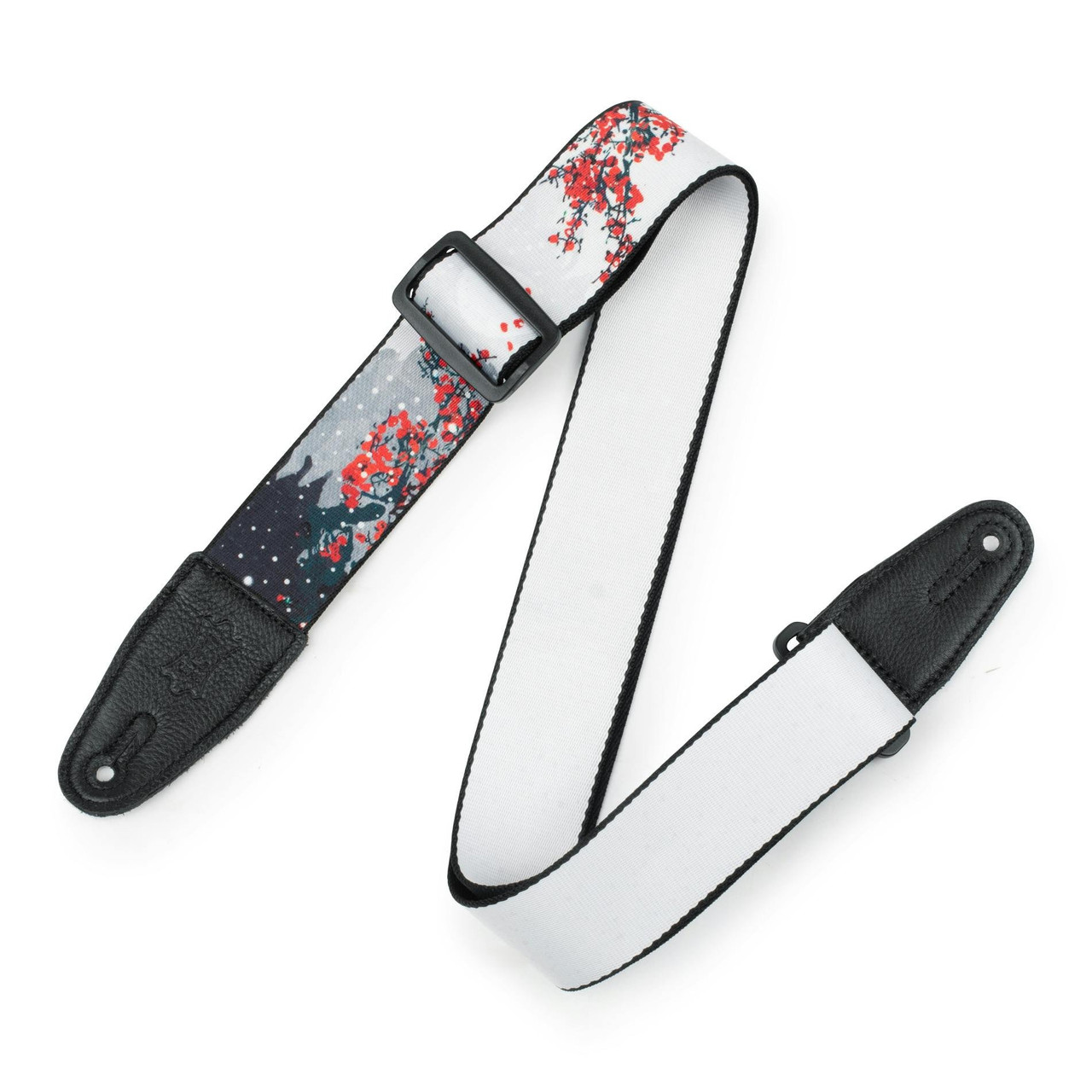 Levy Prints Polyester Guitar Strap in Cherry Blossom Snow Levy Prints Polyester Guitar Strap in Cherry Blossom Snow