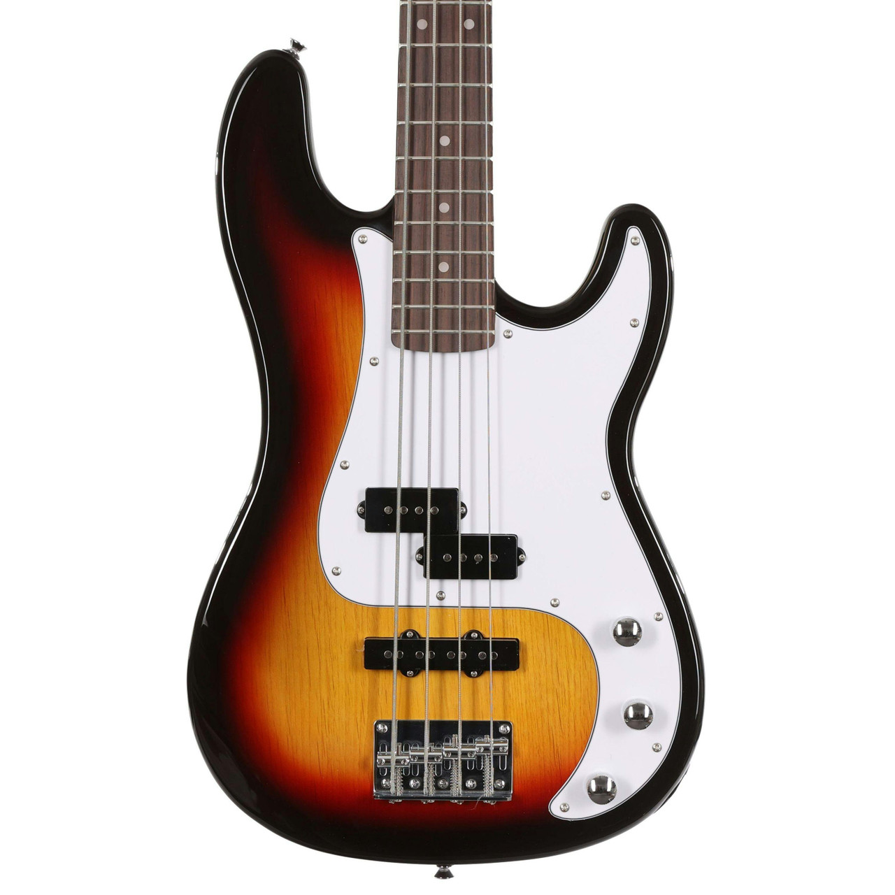 EastCoast PJ4 Black Pickguard Electric Bass Guitar in Sunburst