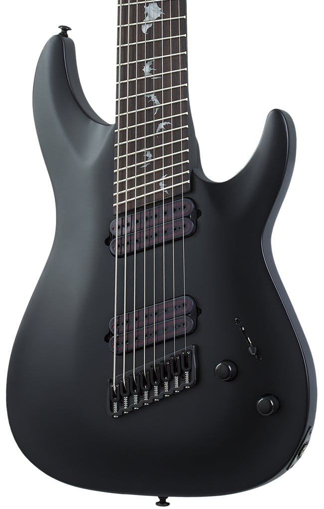 Schecter Damien-8 Multiscale 8-String Electric Guitar in Satin Black Schecter Damien-8 Multiscale 8-String Electric Guitar in Satin Black