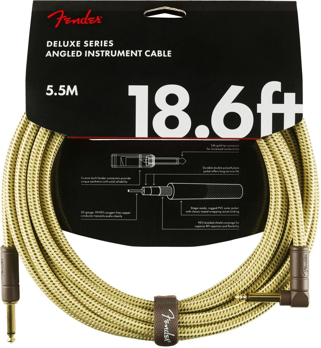 Fender Deluxe Series Instrument Cable Straight/Angle 18.6 Tweed Fender Deluxe Series Instrument Cable Straight/Angle 18.6 Tweed