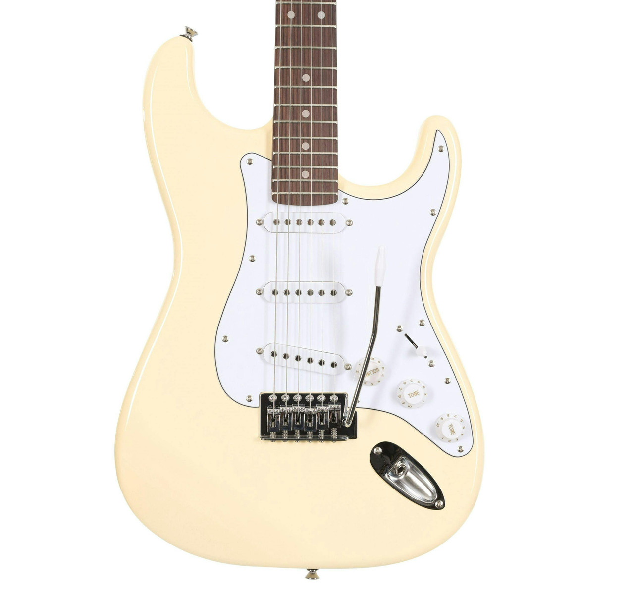 EastCoast ST1 Electric Guitar in Vintage White with Rosewood Fretboard